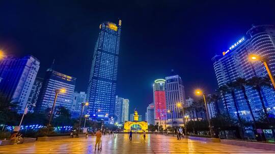 广西南宁民族大道金湖广场夜景街景