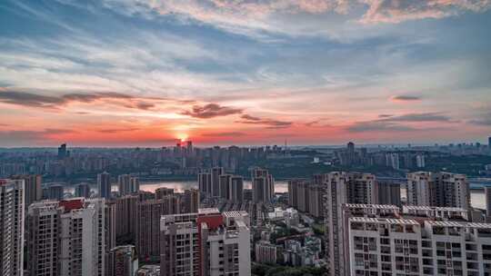 重庆地标夜景航拍建筑