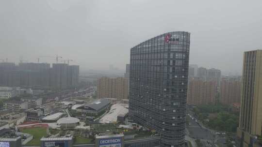 杭州下沙印象城航拍视频素材模板下载