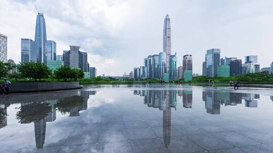 深圳市民中心雨后城市大范围延时视频