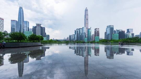 深圳市民中心雨后城市大范围延时视频视频素材模板下载