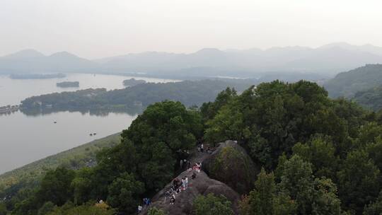 航拍杭州西湖宝石山保俶塔