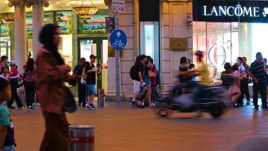 上海市南京东路逛街购物旅游人群行人人流游