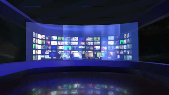 弧形屏幕多画面演播室场景