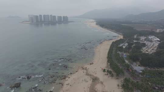 海南万宁市日月湾沙滩航拍视频素材模板下载