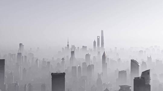 上海大雾天航拍视频素材模板下载
