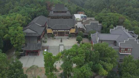 俯瞰树林中的中式建筑