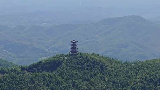 蓝天白云 航拍湖南衡阳蔡伦竹海 远山空镜