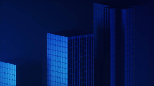 夜晚城市高楼建筑与灯光3D渲染