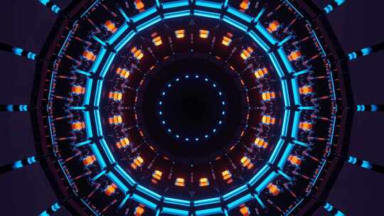 圆形霓虹灯环多色隧道背景