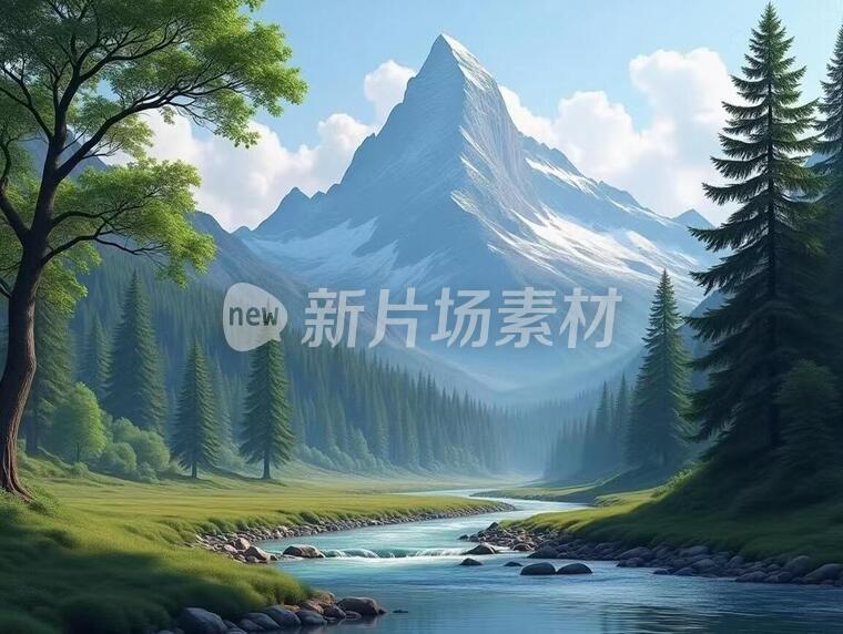 一张有山有水有树的风景图