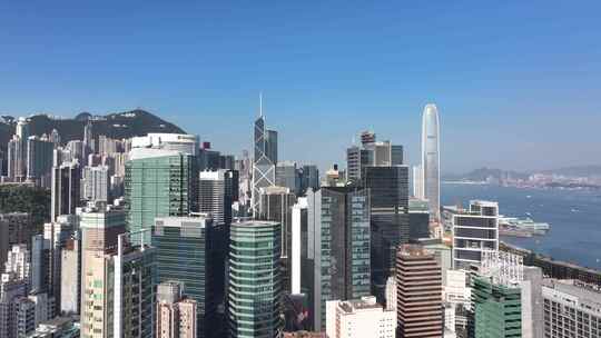 香港维多利亚港清晨航拍