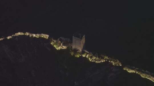 航拍司马台长城夜景