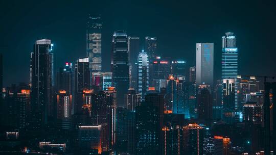 重庆_重庆CBD商业区_夜景延时