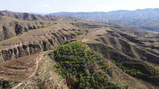 山西黄土高原荒凉贫瘠地貌航拍