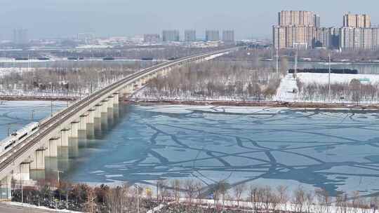 京广高铁 雪后航拍