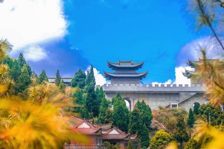 寺庙禅寺建筑古风中式蓝天白云延时中国风