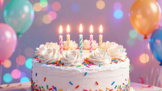 可商用视频素材| 生日快乐蛋糕祝福背景视频