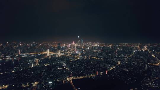 上海电影感城市市区夜景