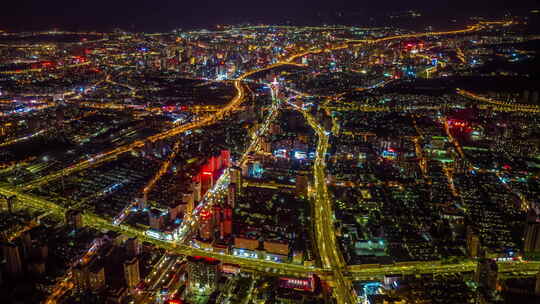 新疆乌鲁木齐高空夜景航拍