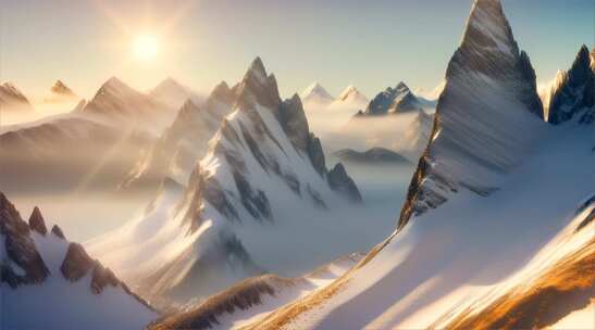 AIGC素材 雪山山峰之巅山脉风景