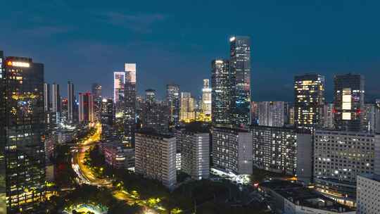 深圳南山区城市天际线夜景延时