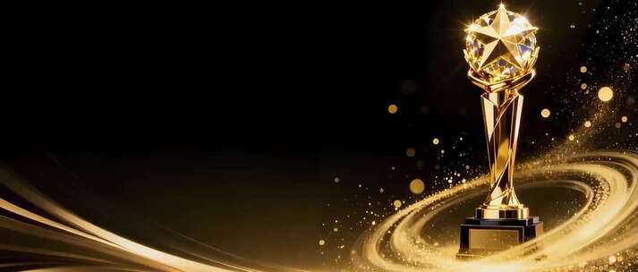 4K大气高端粒子光线奖杯晚会年会颁奖背景