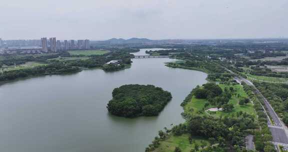 无锡锡山区宛山湖风景航拍