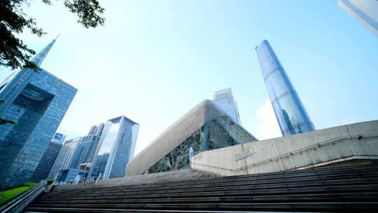 广州珠江新城大剧院现代化城市高楼大厦建筑视频素材模板下载