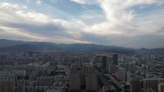 福建龙岩城市大景航拍