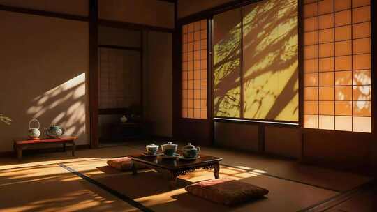 暖色调建筑场景 时间流逝光影变化