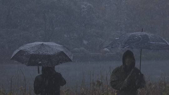 西湖宝石山雪景拍摄素材