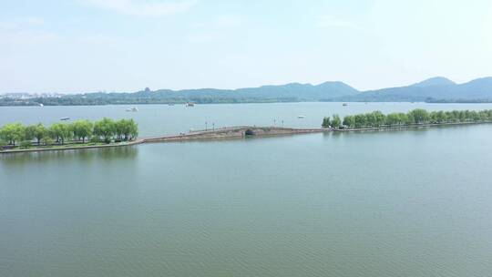 航拍杭州西湖断桥