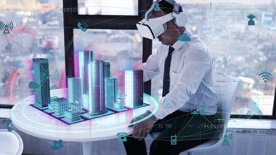 ar增强现实智能眼镜体验3d全息建筑投影视频素材模板下载