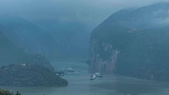 8K长江三峡起点瞿塘峡航运风光延时