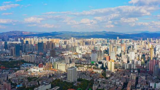 昆明城市大景航拍