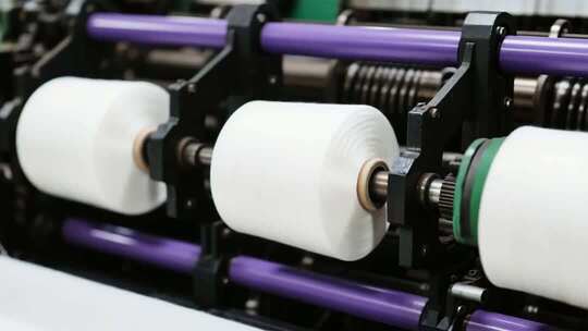 工厂内纺织机器及纱线