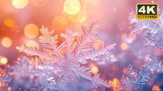 冰晶雪花特写唯美浪漫雪景小雪大雪雪地