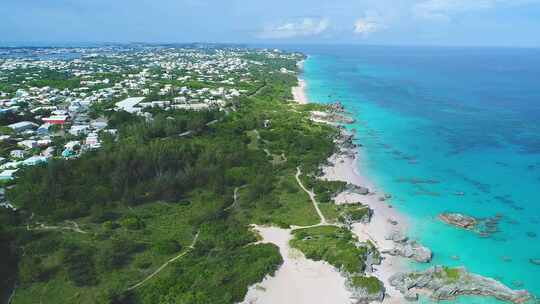百慕大，空中飞行，岩礁，大西洋，美丽的风景，热带天堂