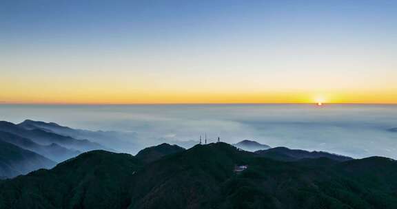 庐山日落仰天坪自然景观航拍延时