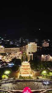 竖屏航拍四川宜宾合江楼长江之珠夜景灯光