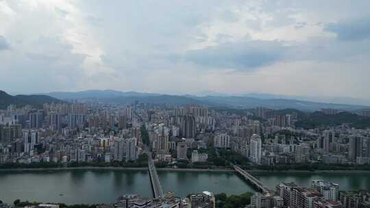 航拍广东韶关大景韶关城市建设