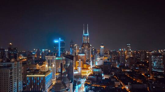 上海浦西夜景航拍