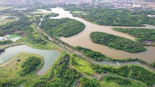 成都青龙湖湿地公园航拍