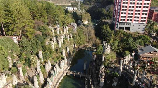 航拍贵阳花溪夜郎谷著名旅游景点