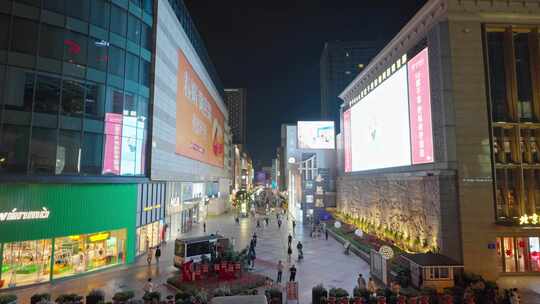 成都春熙路商业街步行街夜景实时