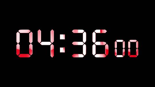 4K红色5分钟倒数精确毫秒视频