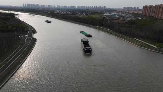 吴淞江  货运 货运船 水运 运货视频素材模板下载