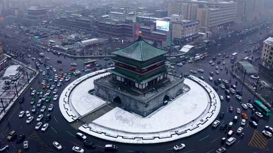 西安钟楼雪景