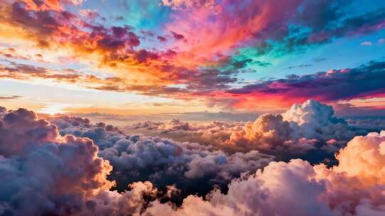 4k七彩祥云彩云天空美景合集